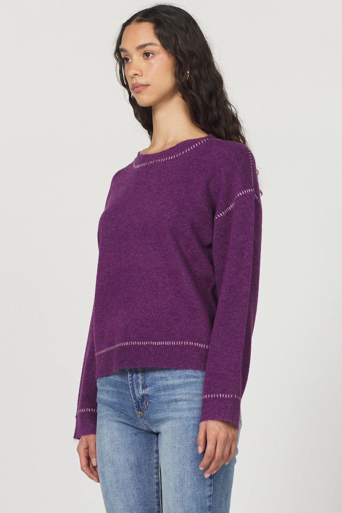 Millie Long Sleeve Sweater in dark heather orchid by Another Love