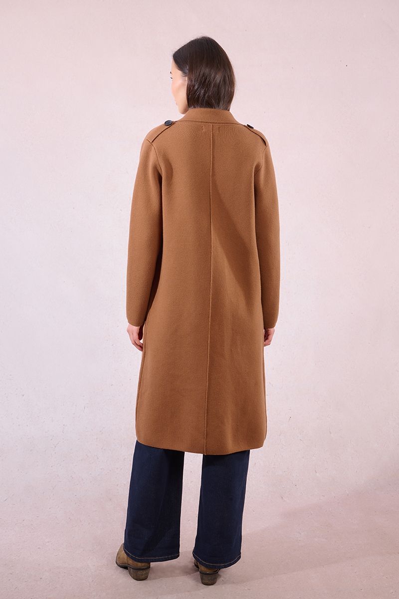 Long Sweater Coat in camel by Molly Bracken