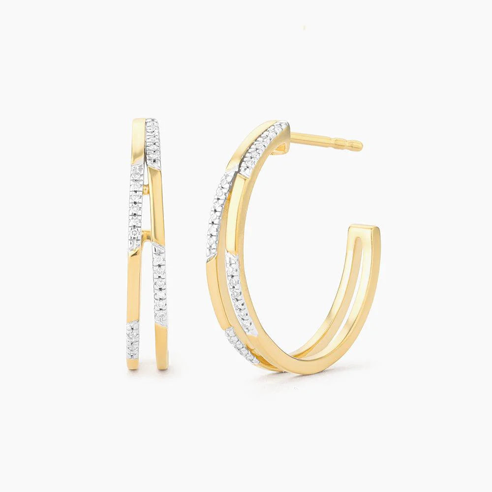 Alternate Bar Medium Hoop Earrings in gold by Ella Stein