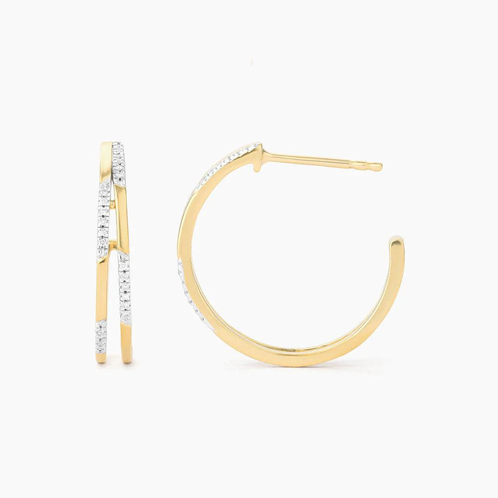 Alternate Bar Medium Hoop Earrings in gold by Ella Stein