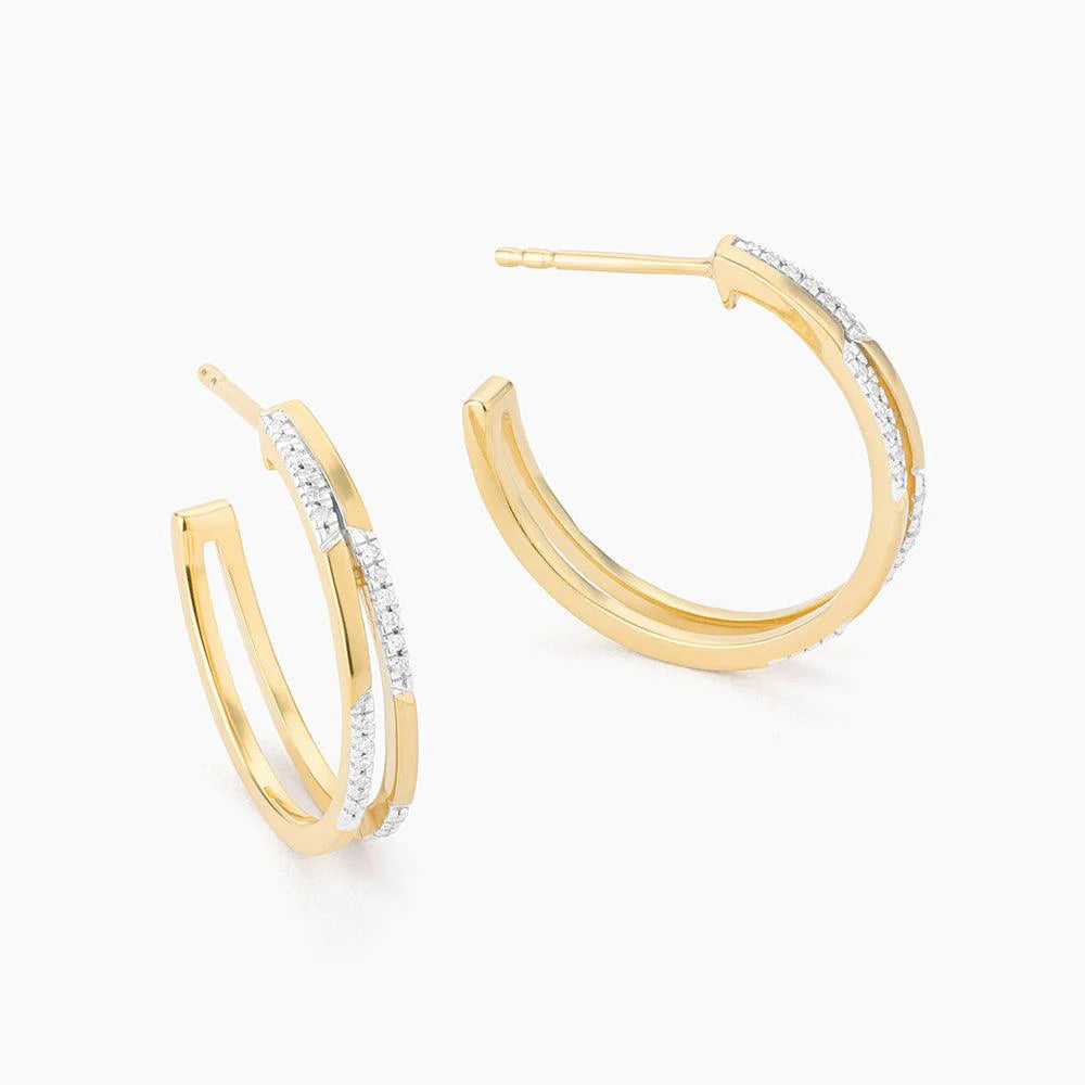 Alternate Bar Medium Hoop Earrings in gold by Ella Stein