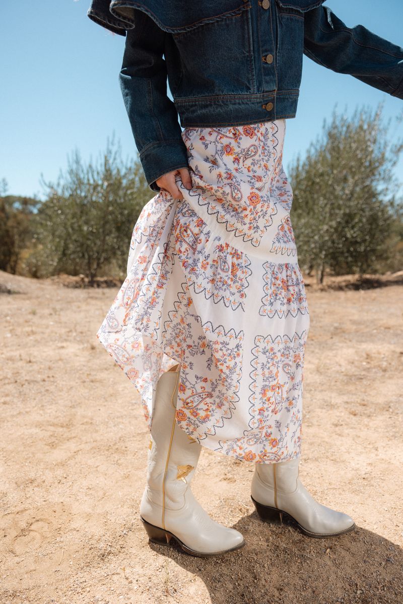 Marjorie Ankle Skirt in la ramos print by Cleobella