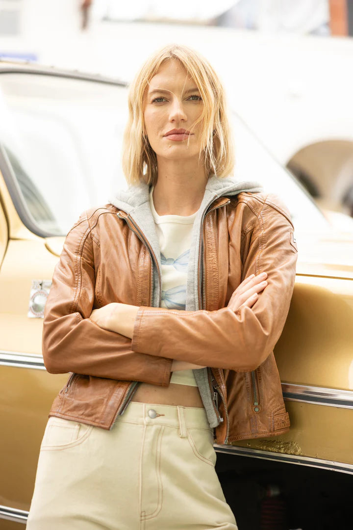 Allice RF Leather Jacket in cognac by Mauritius