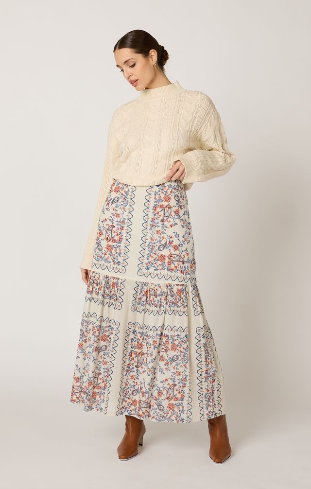 Marjorie Ankle Skirt in la ramos print by Cleobella