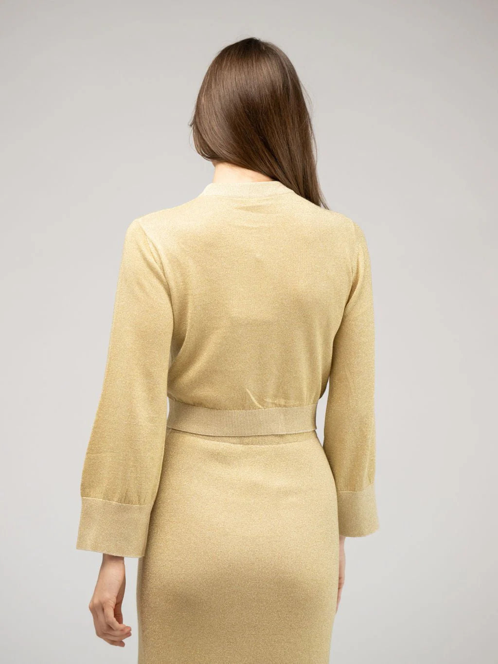 Shimmer Crewneck Sweater in gold by Beau & Ro