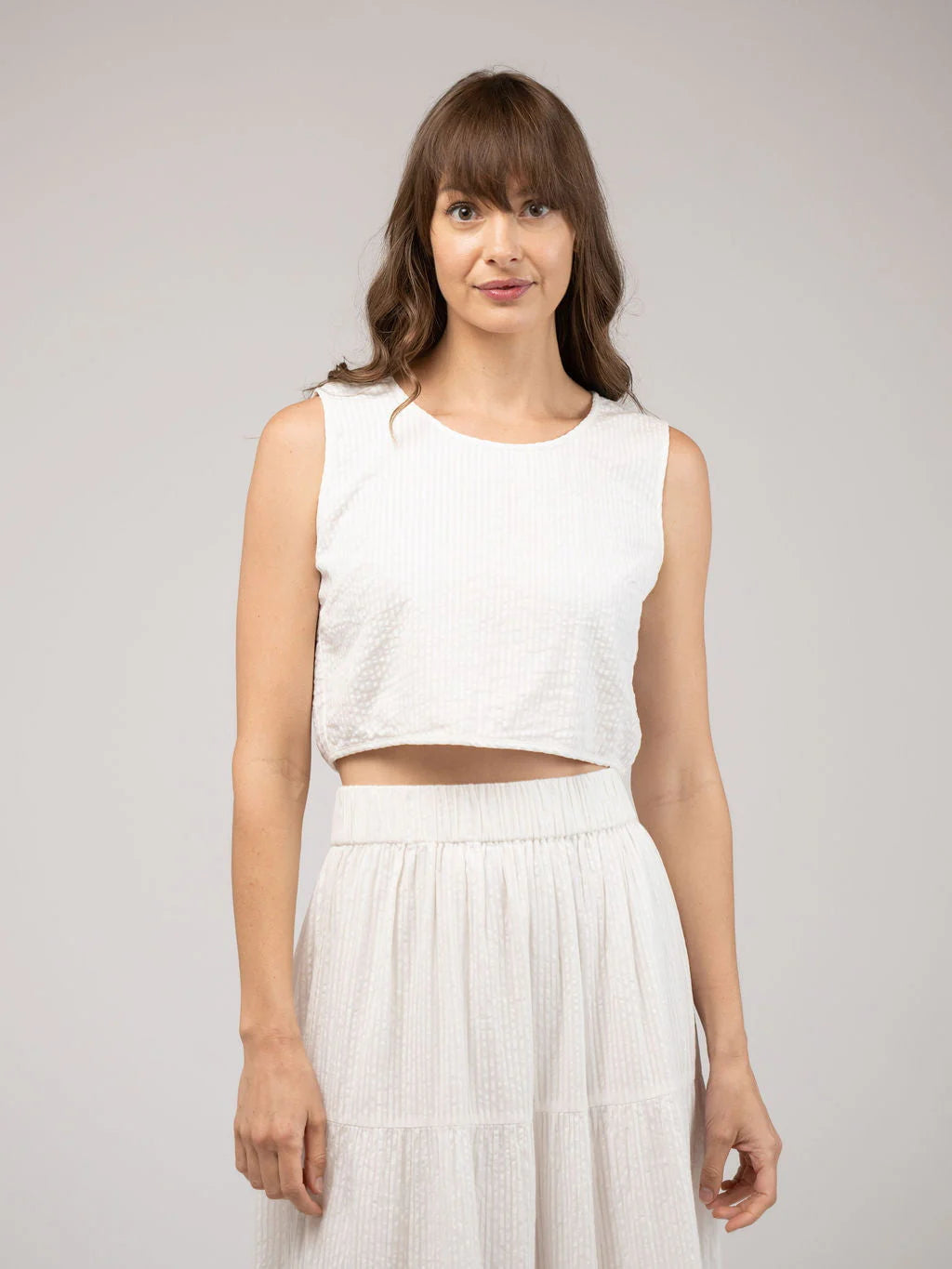 Beach Tank in white seersucker by Beau & Ro