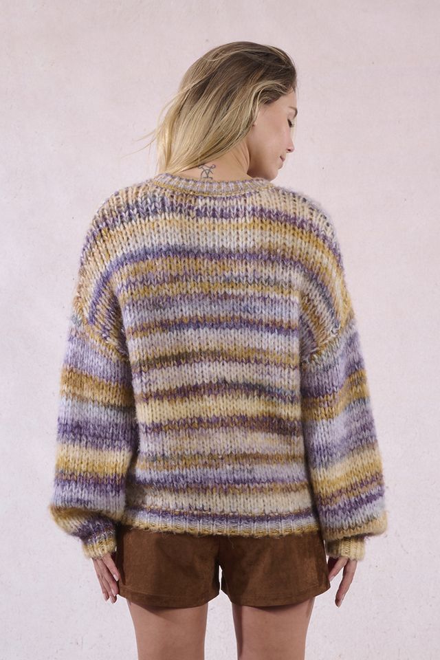 Crewneck Stripe Sweater in mauve by Molly Bracken