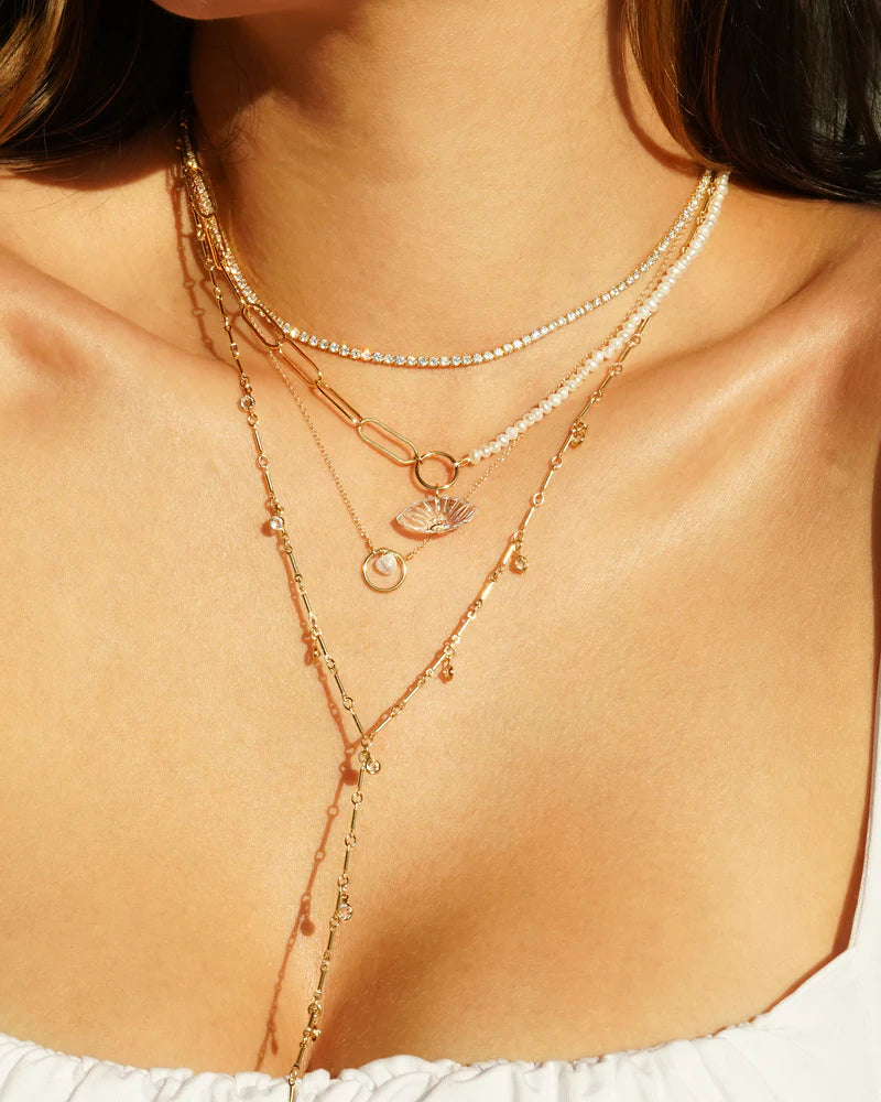 Cirka Lariat Necklace in gold by Kozakh