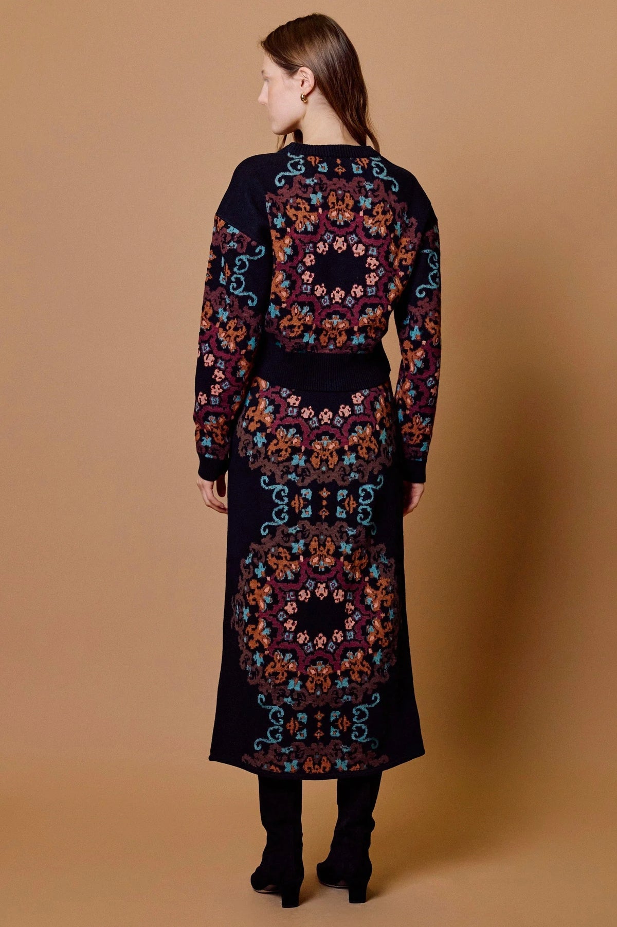 Daphne Sweater Skirt in venezia ebony print by Cleobella