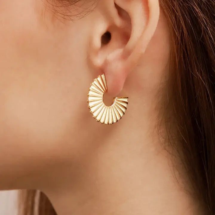 Fan Hoop Earrings in gold by Mayana