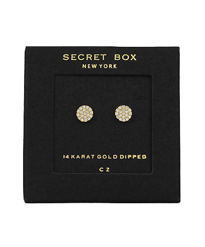 5mm CZ Paved Circle Studs in gold by Secretbox