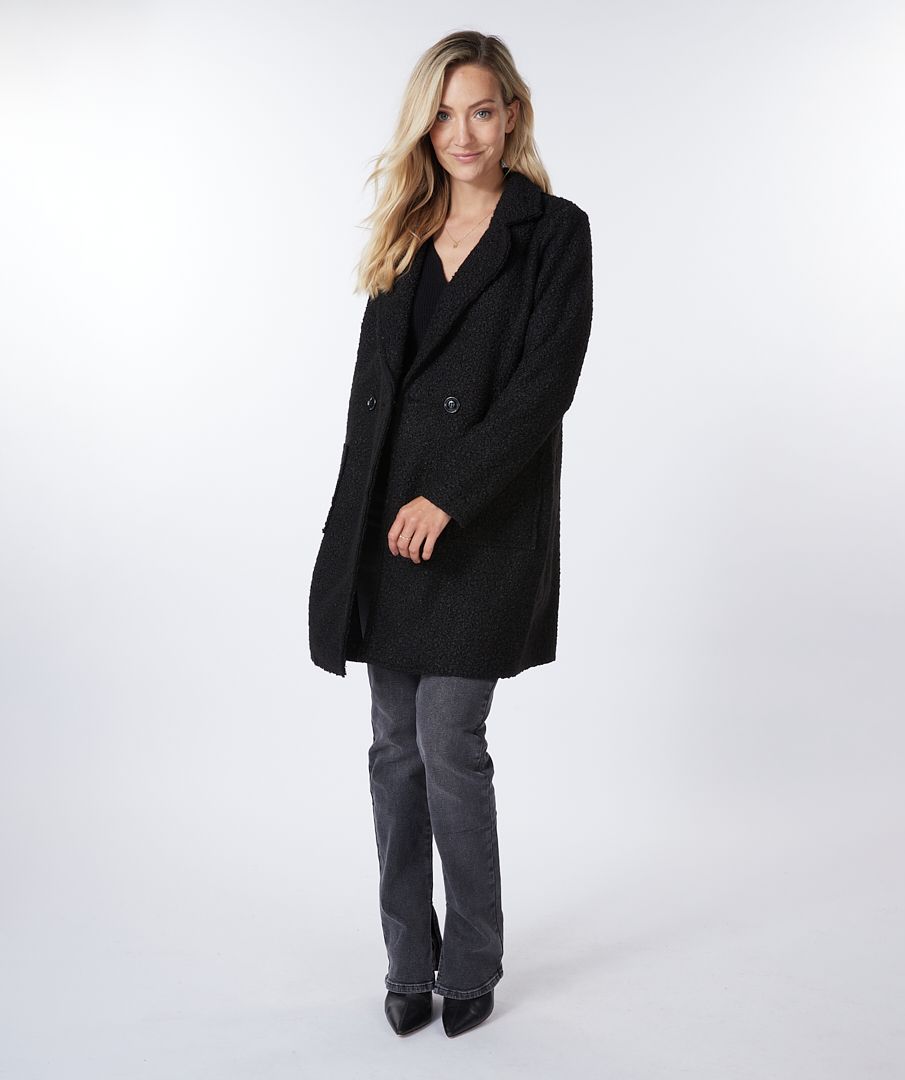 Midi Boucle Coat in black by Esqualo