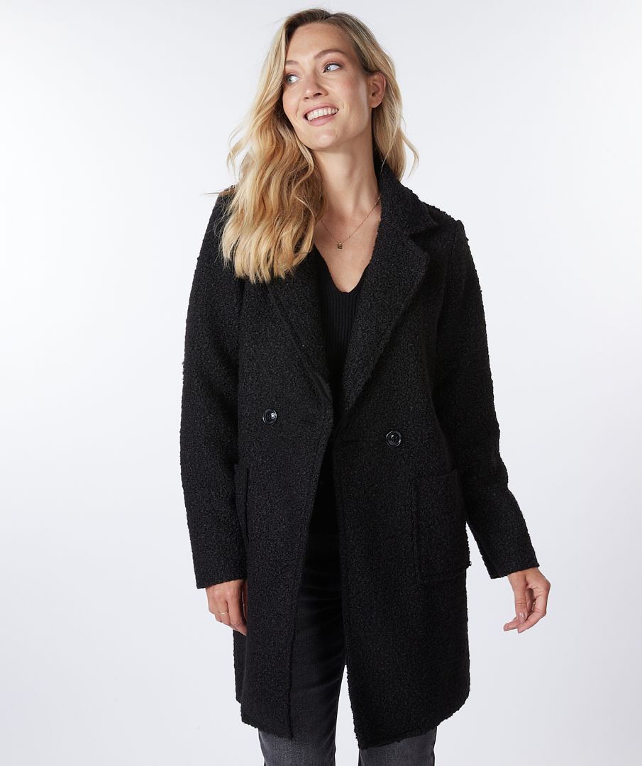 Midi Boucle Coat in black by Esqualo