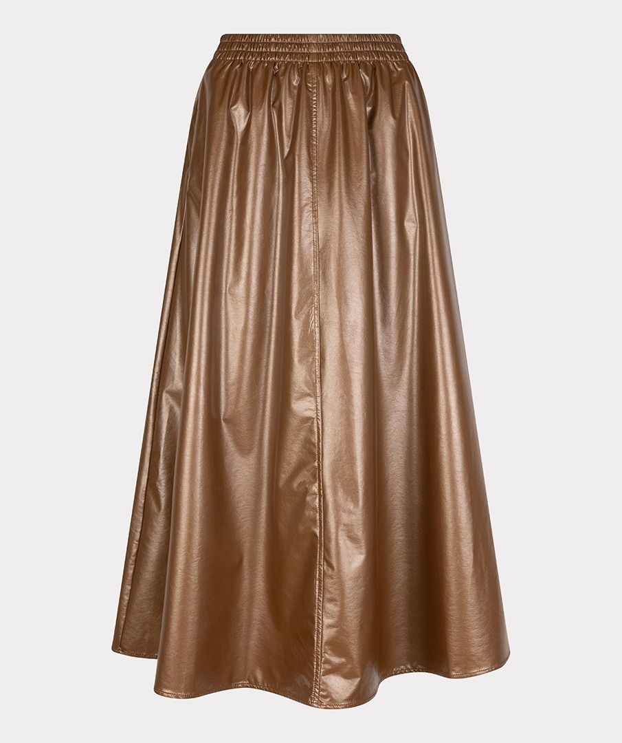 Metallic Elastic Waist Skirt in bronze by Esqualo
