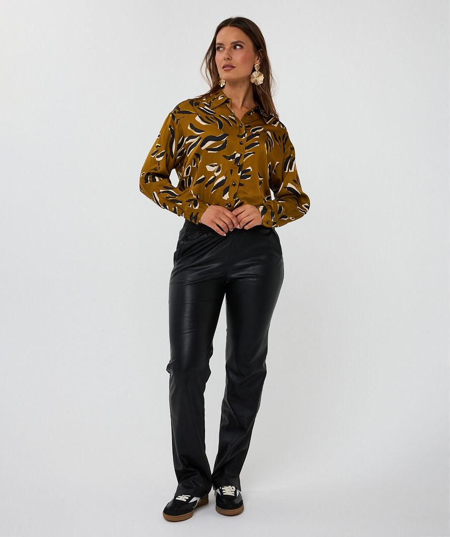 Oversized Button Down Blouse in harmony print by Esqualo