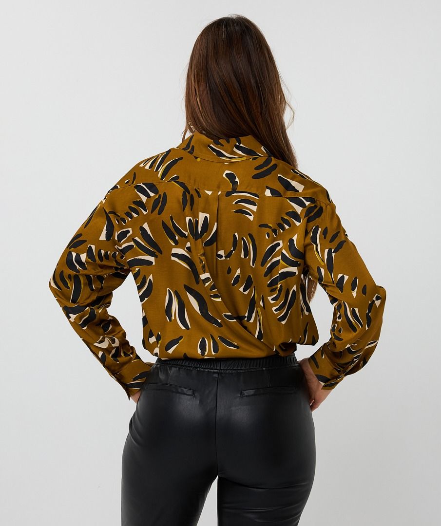 Oversized Button Down Blouse in harmony print by Esqualo