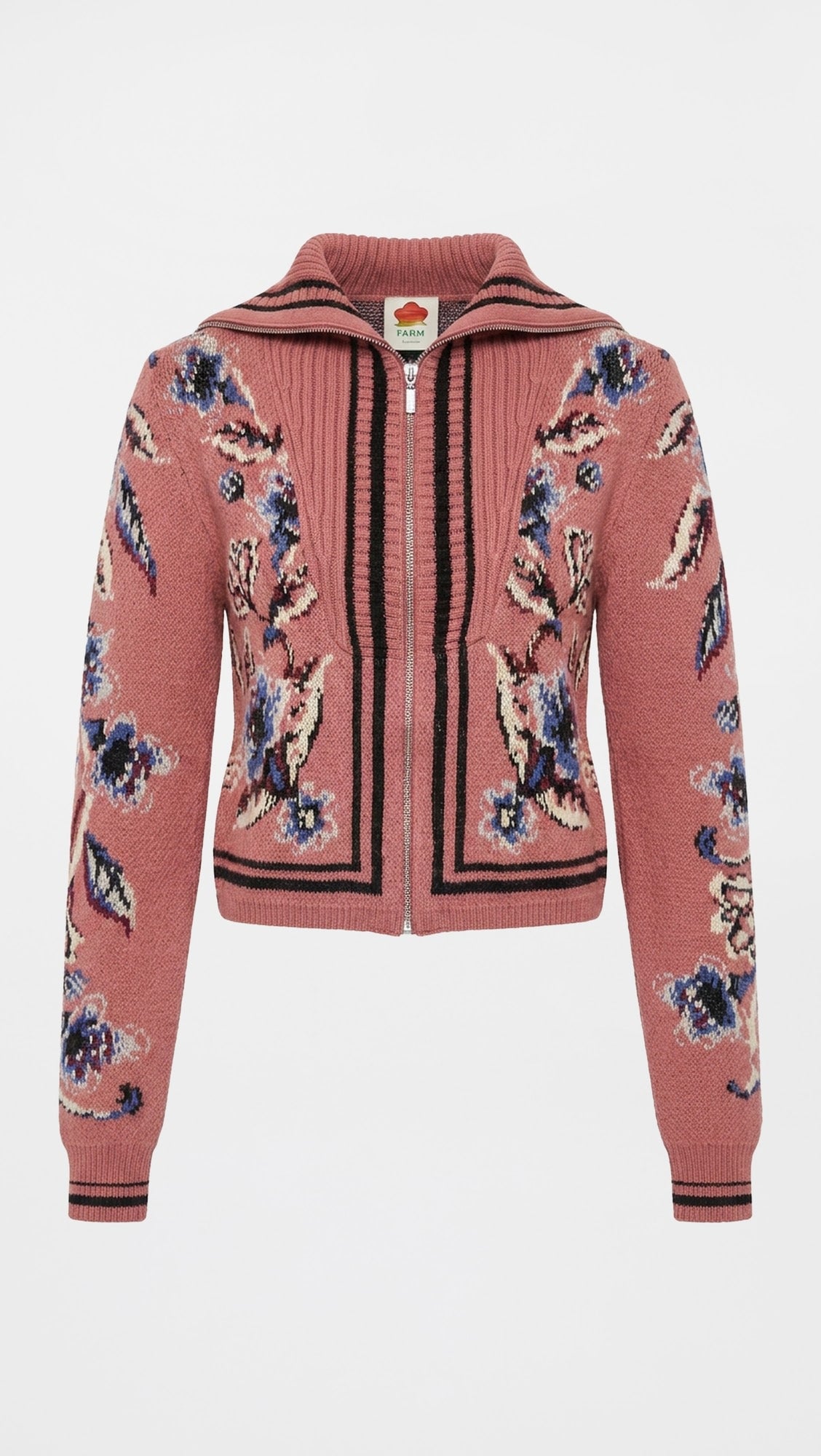 Floral Beauty Tapestry Knit Cardigan in blush pink by Farm Rio