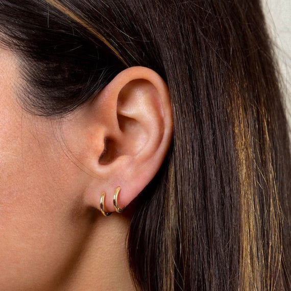 Minimalist Mini Huggies in gold by Farrah B