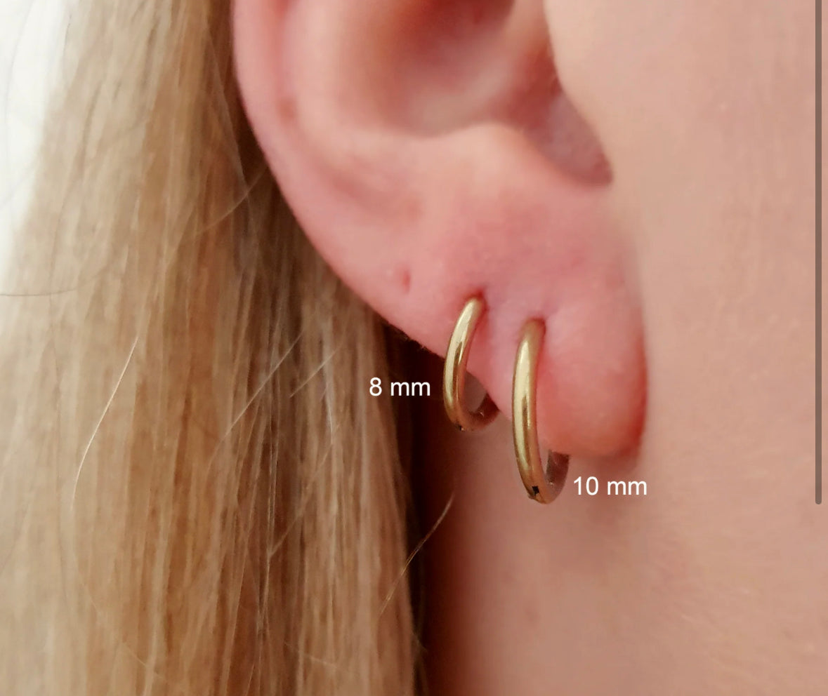 Charm Bar- Larger Hoop Huggie Earrings in gold by Farrah B