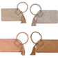 Ring Handle Clutch in tan