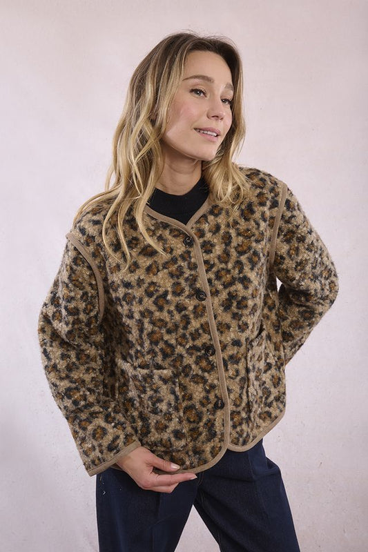 Animal Print Jacket in brown by Molly Bracken