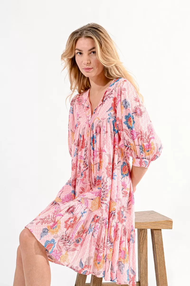 Floral Printed Dress in pink alba by Molly Bracken