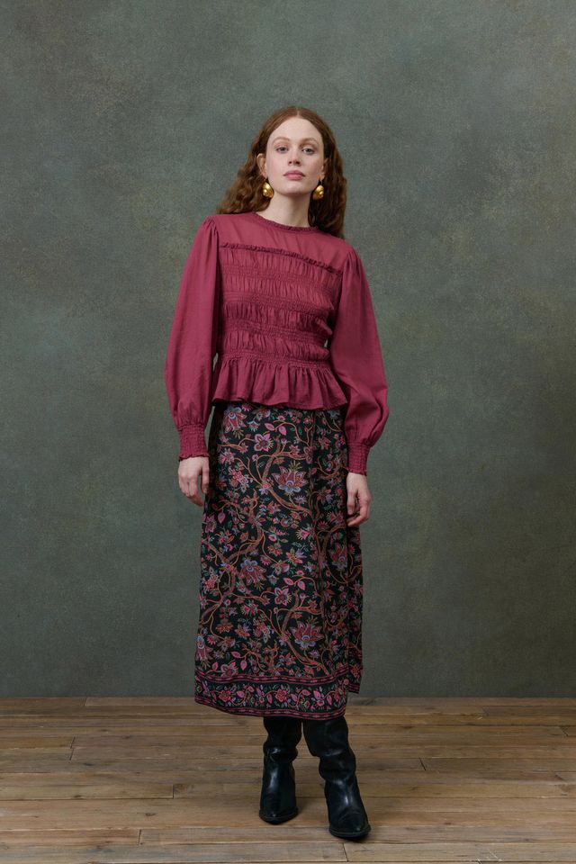 Haydee Smocked Top in grape by Louise Misha