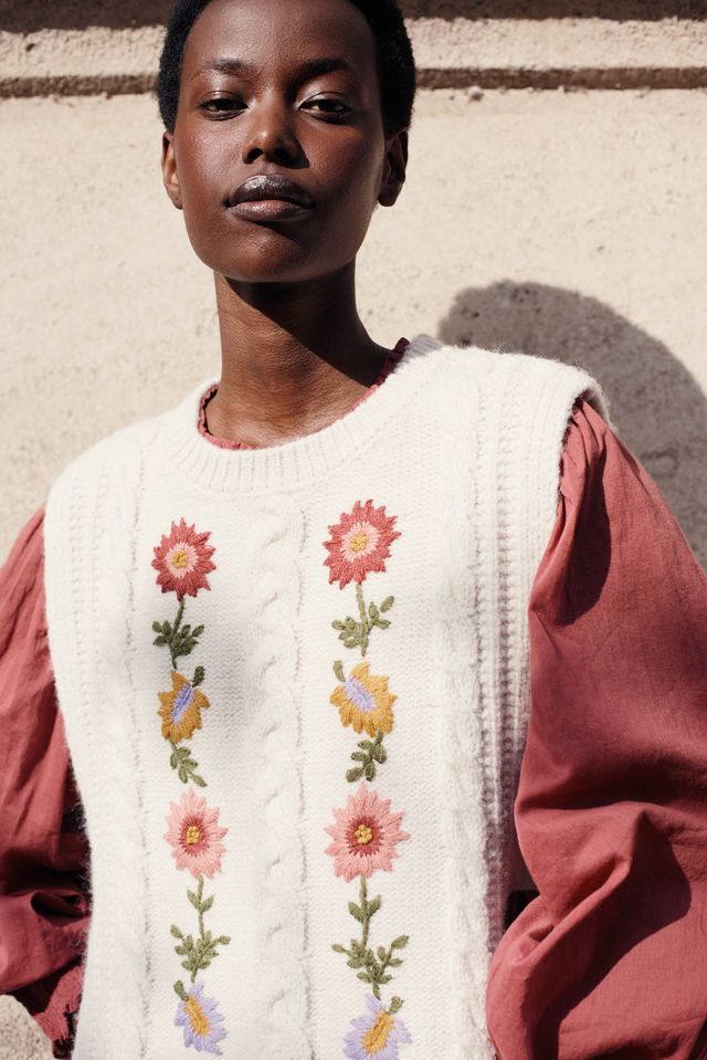 Adela Sweater Vest in cream by Louise Misha
