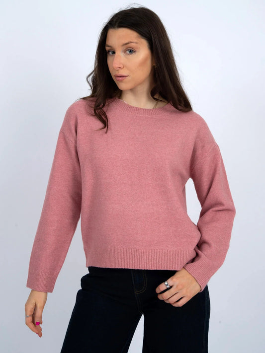 Hera Long Sleeve Crew Neck Pullover in rose by RD