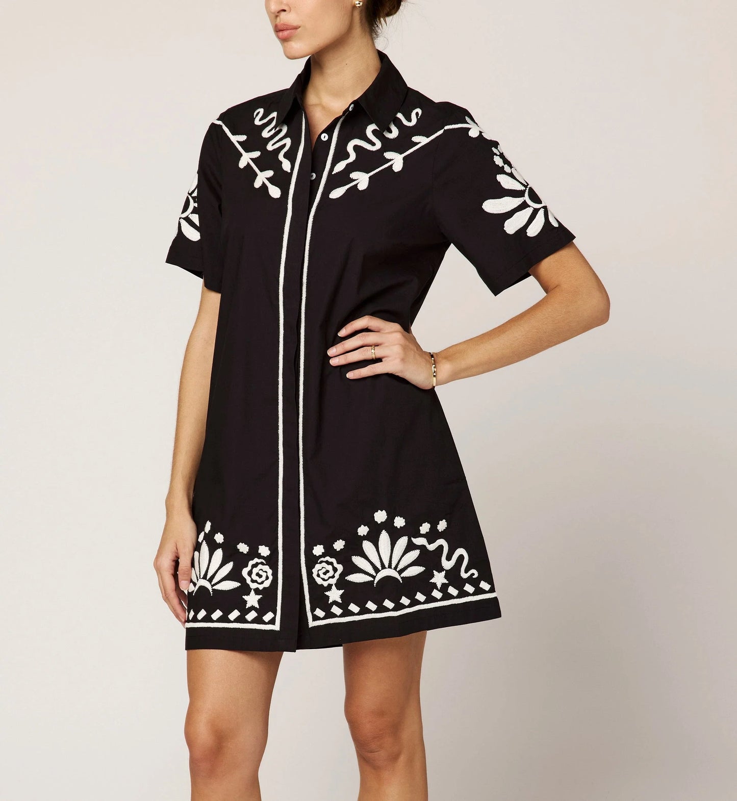 Riya Mini Dress in black/ivory by Cleobella