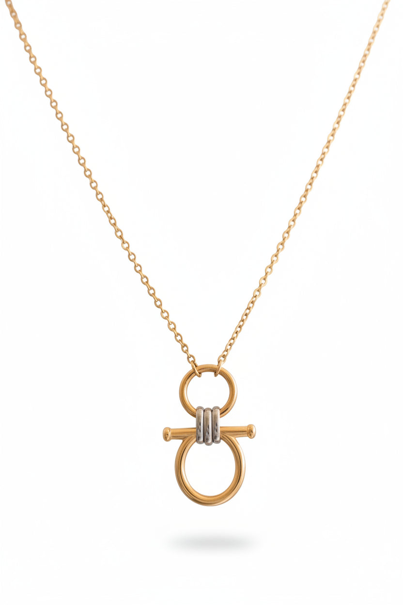 savvy | retail therapy womens mixed metal pendant necklace on gold chain