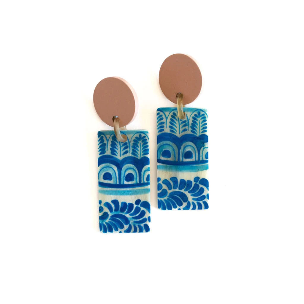 Valencia Cabana Earrings in blue by Sunshine Tienda