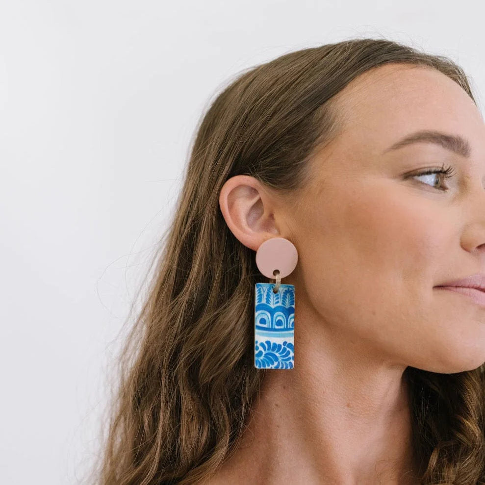 Valencia Cabana Earrings in blue by Sunshine Tienda