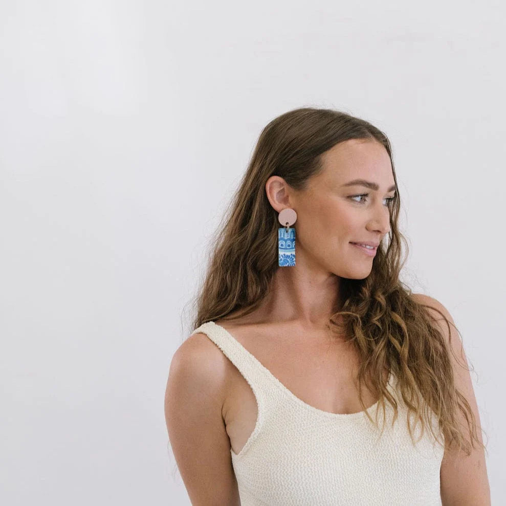 Valencia Cabana Earrings in blue by Sunshine Tienda