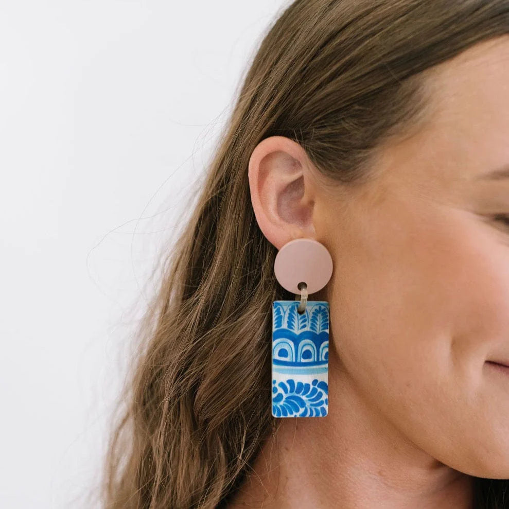 Valencia Cabana Earrings in blue by Sunshine Tienda