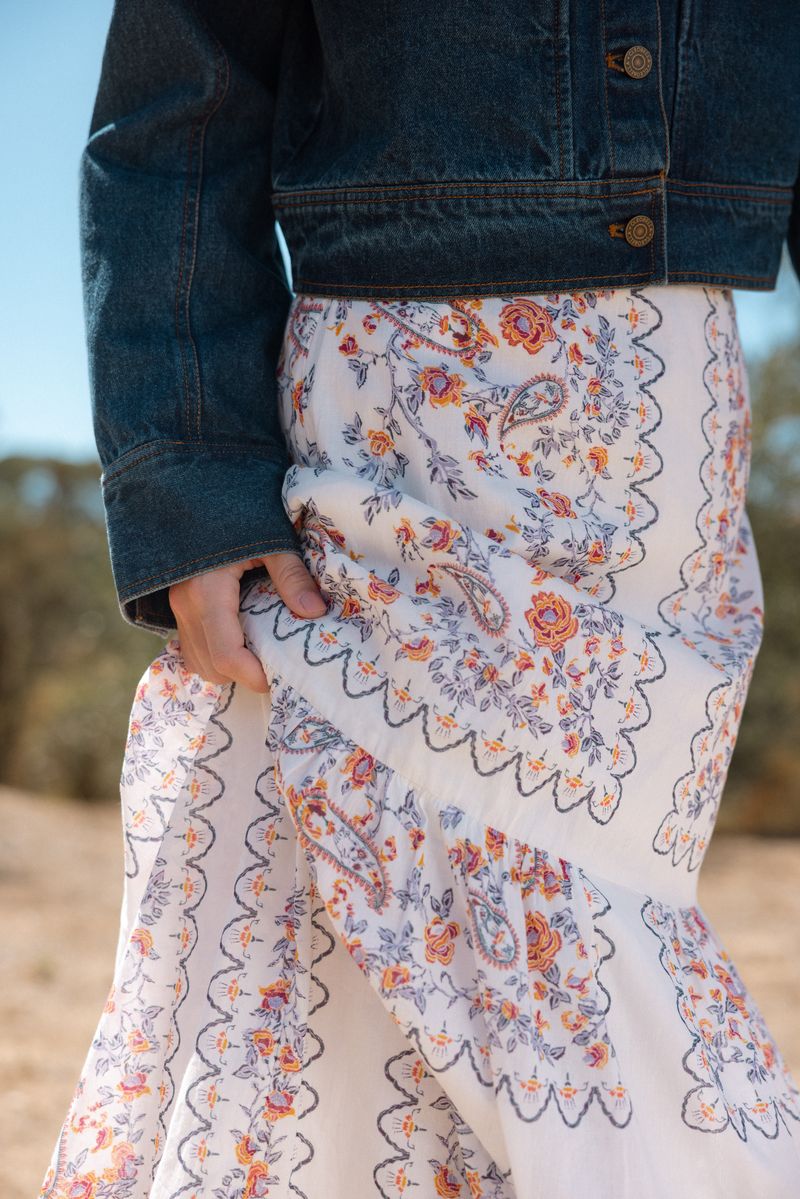 Marjorie Ankle Skirt in la ramos print by Cleobella