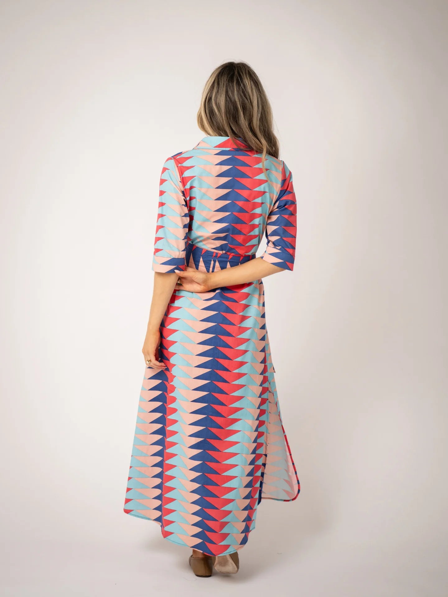 Eloise Maxi Dress in atlantic bagru triangle multi by Beau & Ro