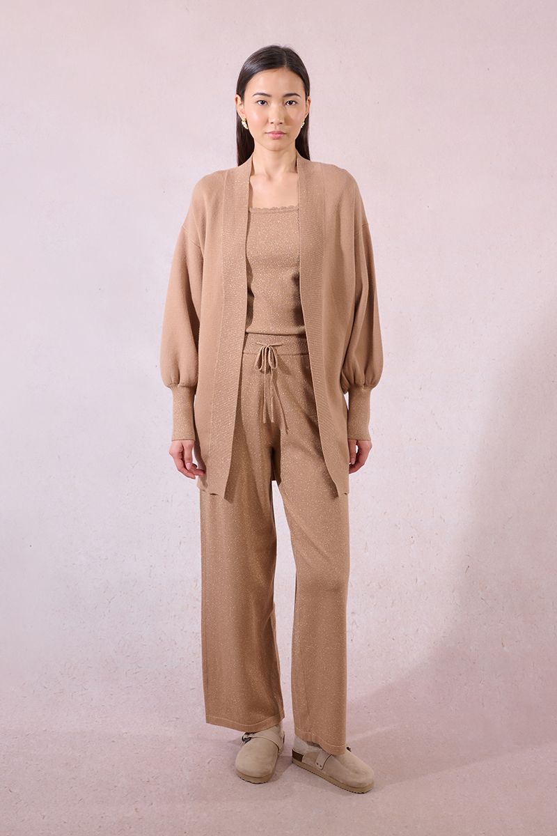 Open Cardigan in golden beige by Molly Bracken