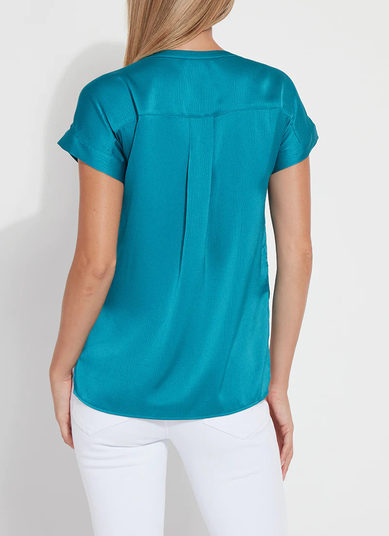 Coraline V-Neck Pull on Top in turquoise by Lysse