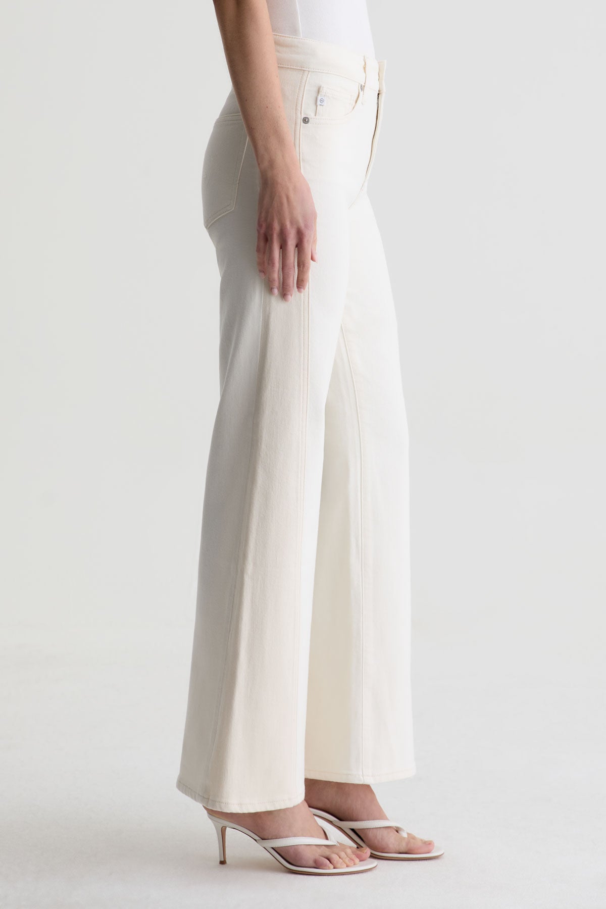 Saige High Rise Wide Leg in powder/ecru by AG