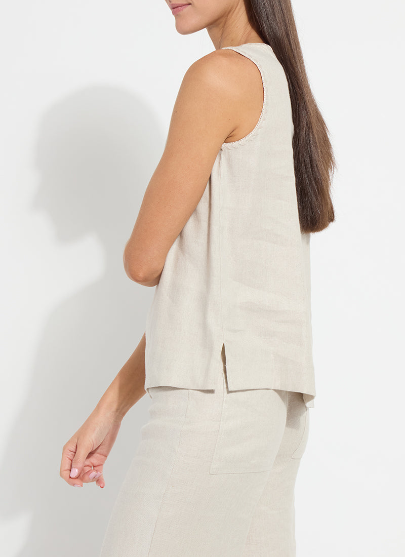 Gabriela Embroidered Linen Top in flax linen by Lysse
