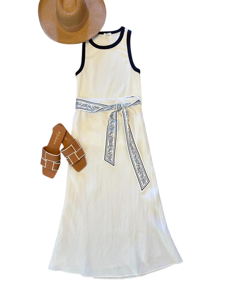 Bias Midi Skirt with Waist Scarf in white by Current Air