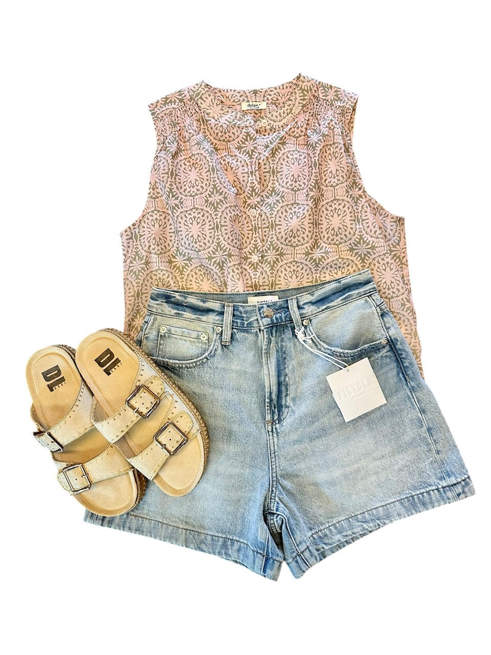 Sara Sleeveless Button-up in Blush by Dylan