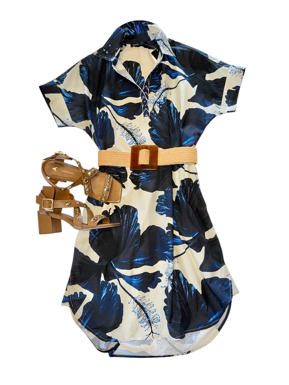 Anna Dress in indigo lillies by Maude Vivante