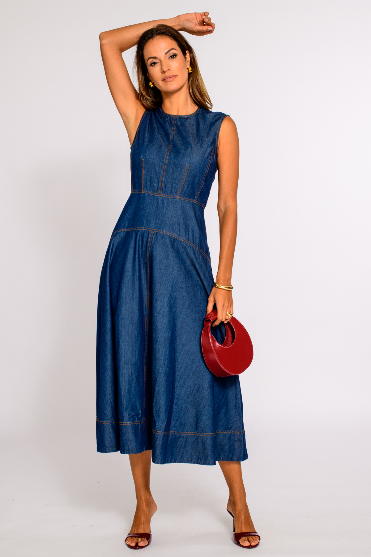 Claire Dress in solid denim by Elizabeth James