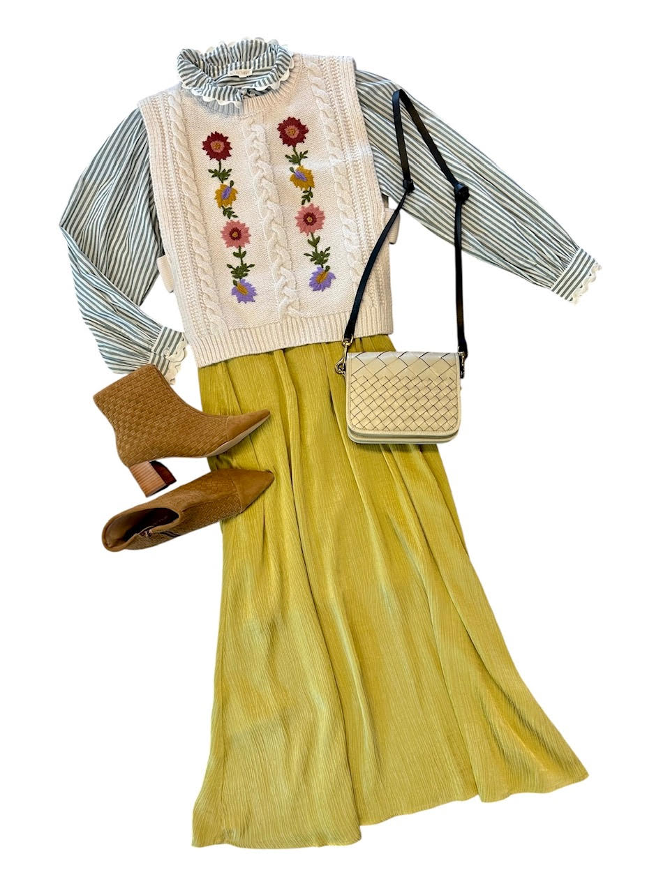 Cora Embroidered Blouse in almond stripes by Louise Misha