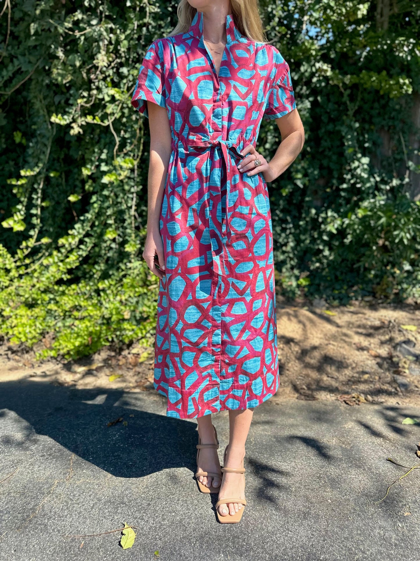 Bria Dress with Sash in garnet swirl by Holly Shae