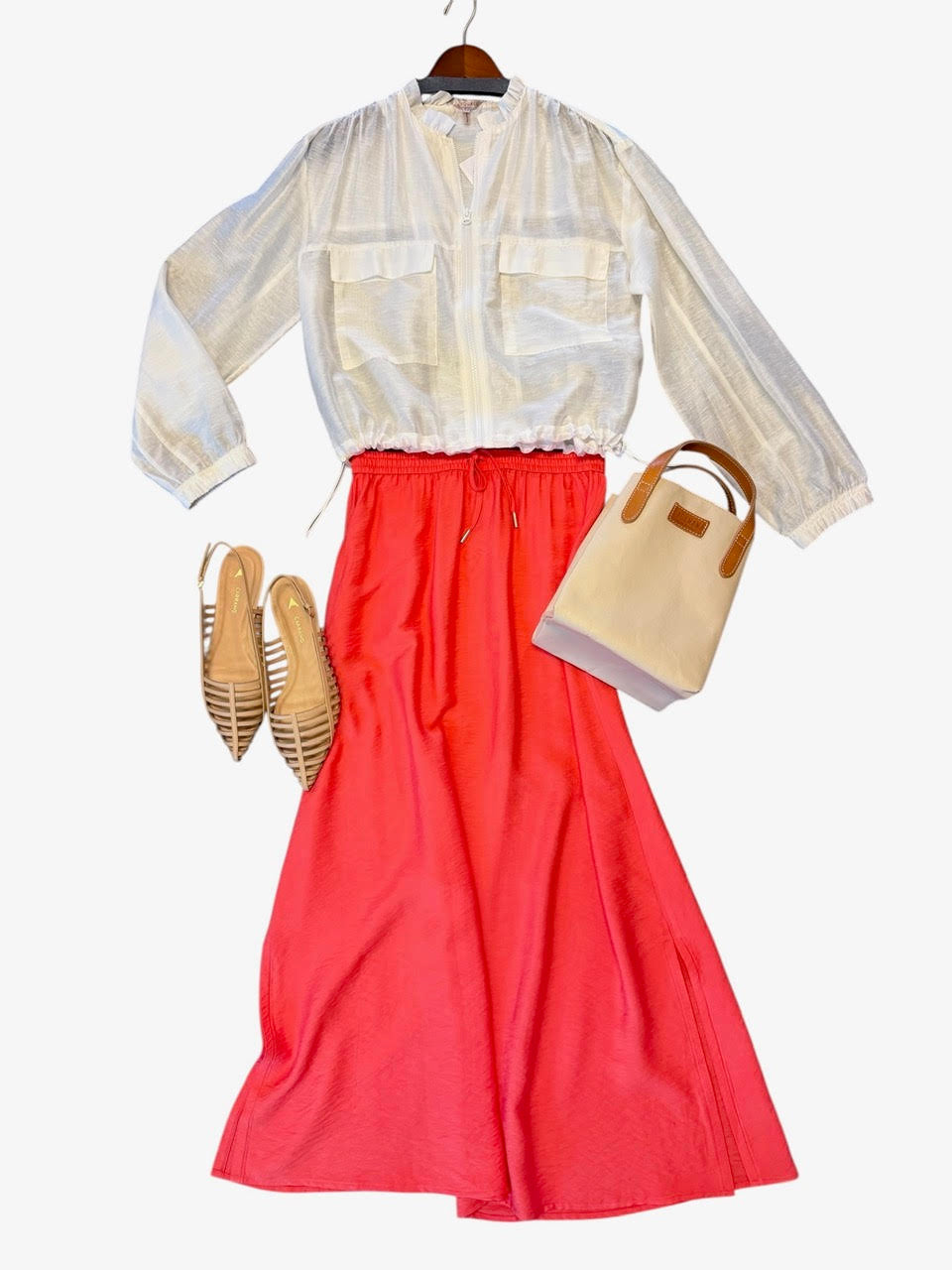 Slub Maxi Skirt in chili red by Esqualo