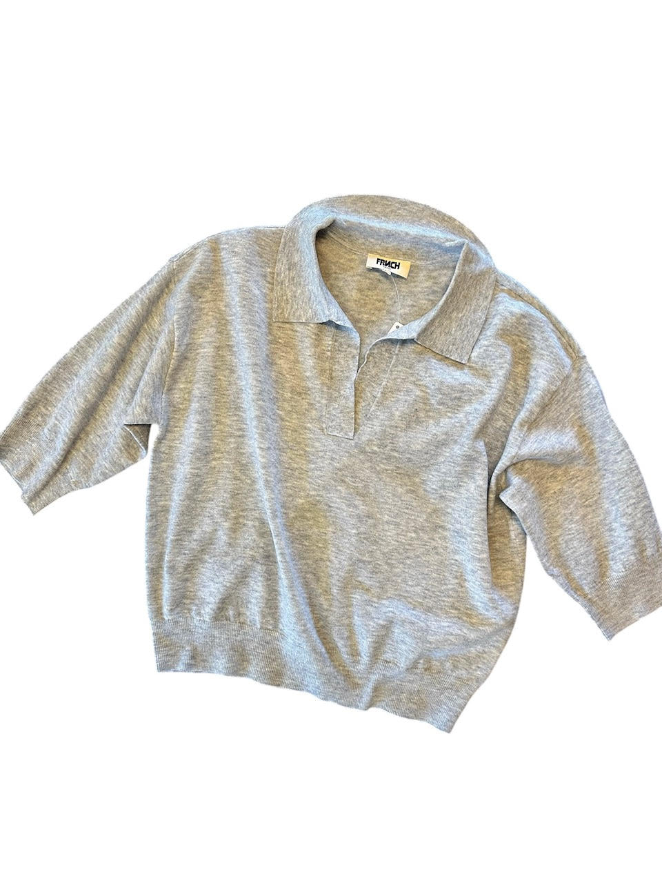 Plume Collared Sweater in gris by FRNCH