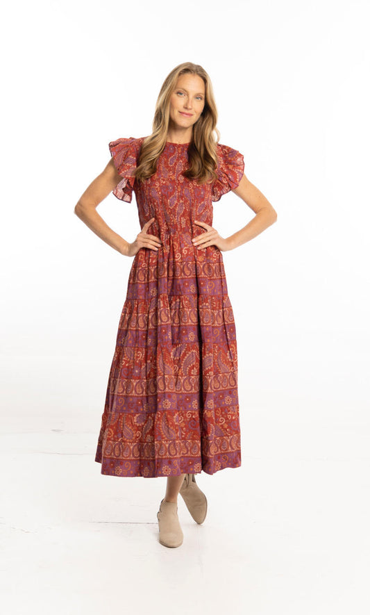 Bella Smock Top Dress in ruby red by Bindu
